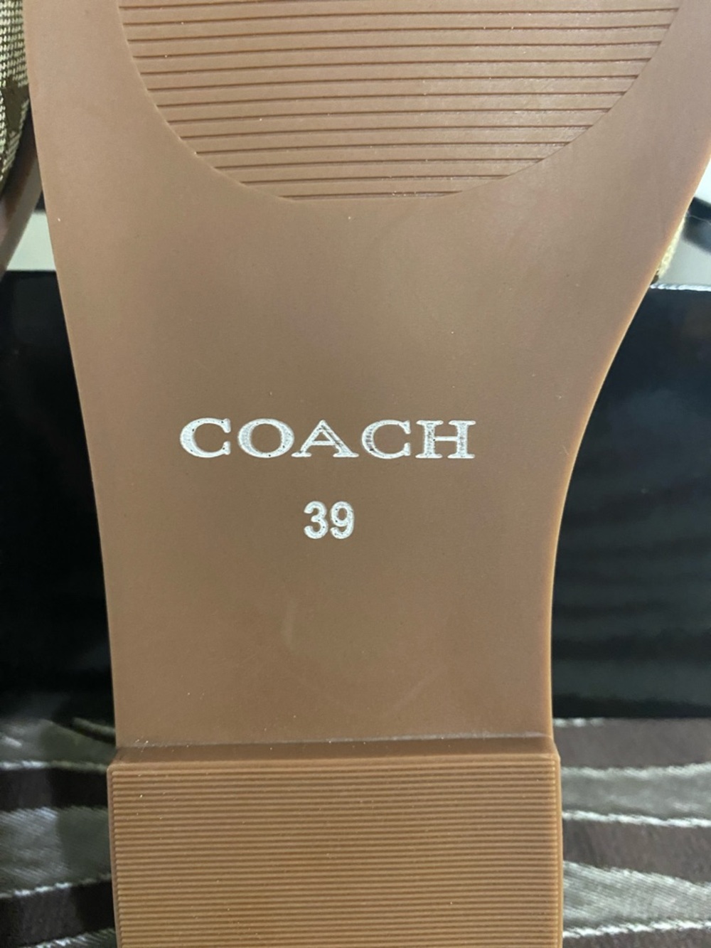 Coach Brown Signature Canvas Slide Mules with Gold Hardware - Picture 3 of 4